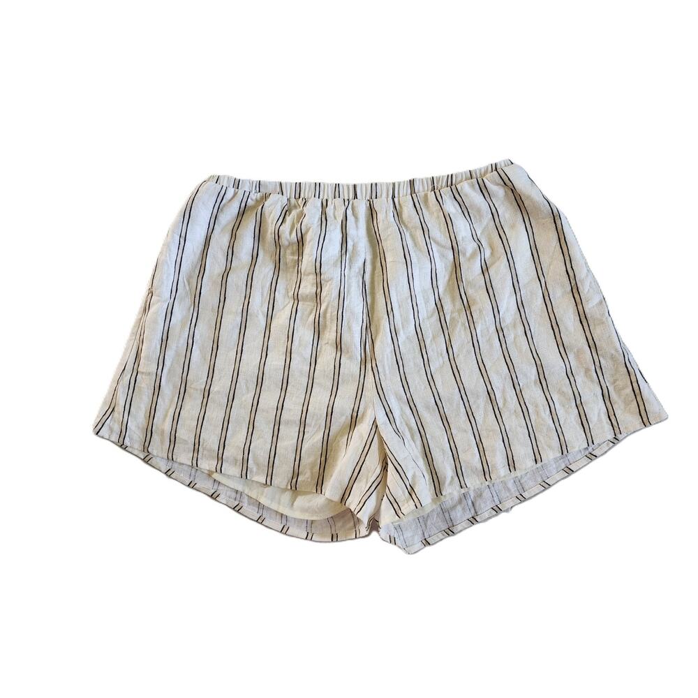 Princess Polly Lined Linen Blend Striped Shorts Size 12 Women's